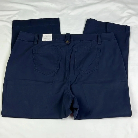 Talbots New Women’s 18WP Navy Blue Pockets Wide Leg High Waist Full Length Pant - Picture 3 of 12